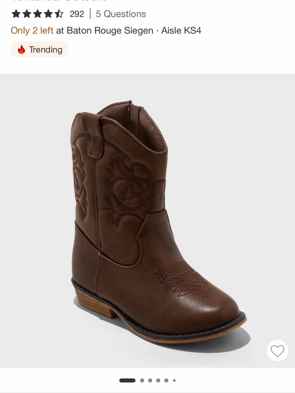 Cat & Jack Brown Embroidered Kids Western Boots